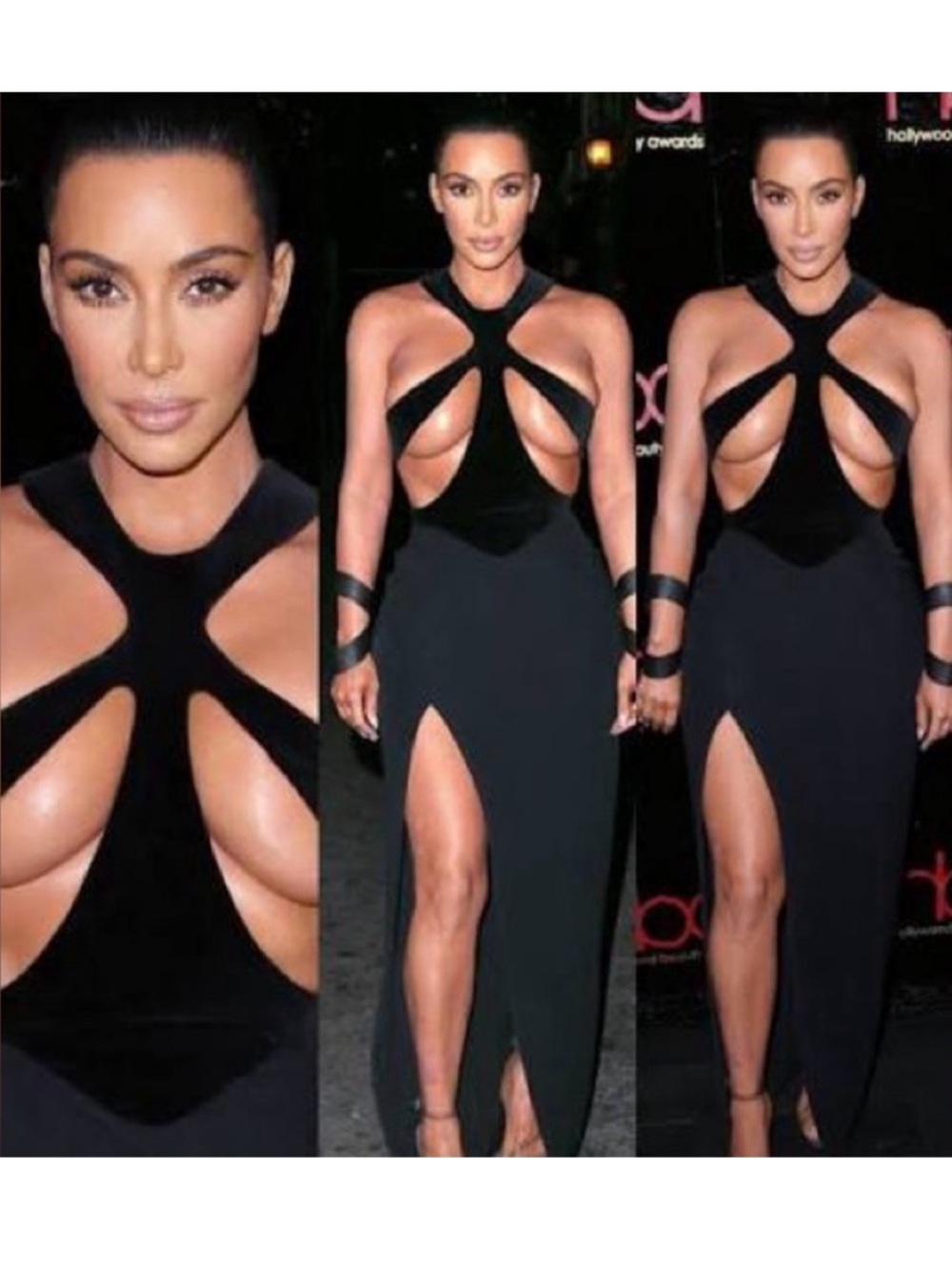 Fashion Nova Black Cutout Halter Maxi Dress